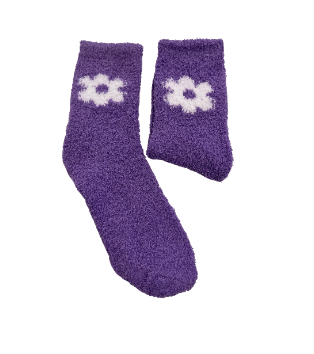 Fuzzy Flower Socks - Purple