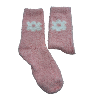 Fuzzy Flower Socks - Pink