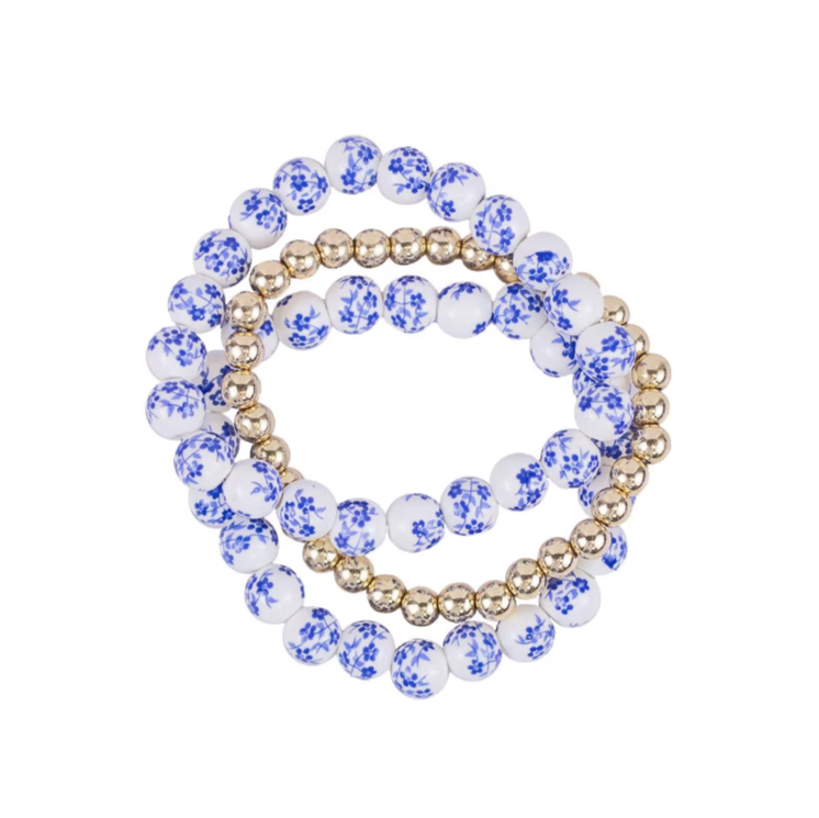Floral Beaded Bracelet Stack