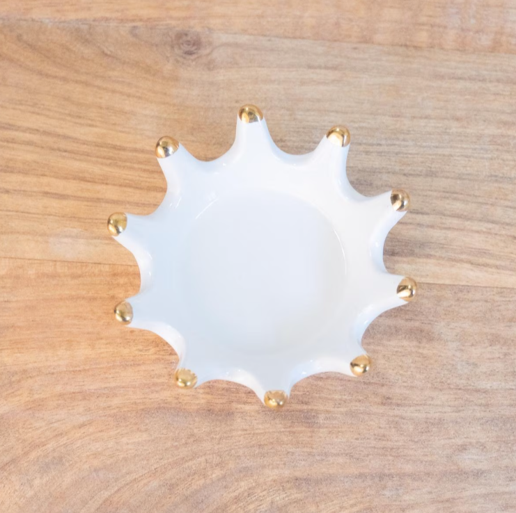 White + Gold Crown Trinket Dish