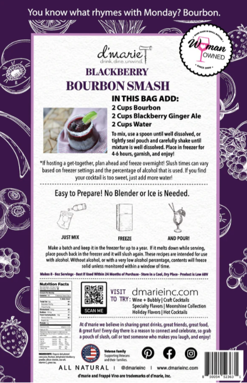 d'marie - Blackberry Bourbon Smash Cocktail Mix