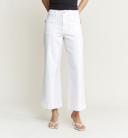 Annie - White High Rise Cropped Wide Leg Denim