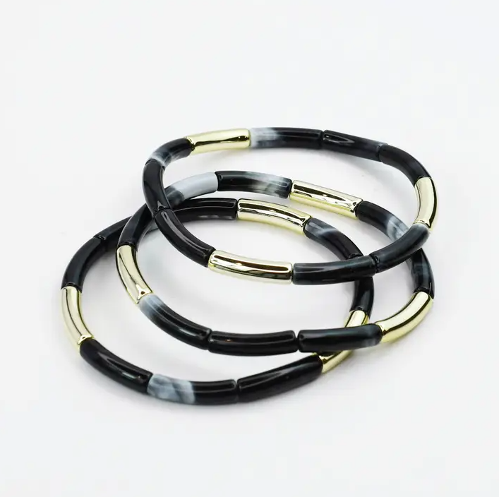 Treasure Jewels - Dainty Glam Stretch Bracelet Set (Black)