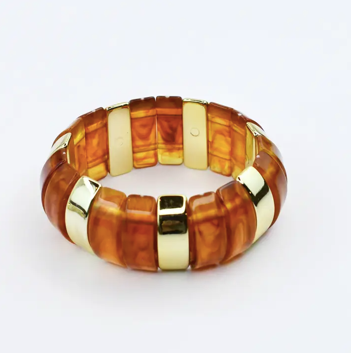 Treasure Jewels - Chunky Resin + Marble Bracelet (Brown)
