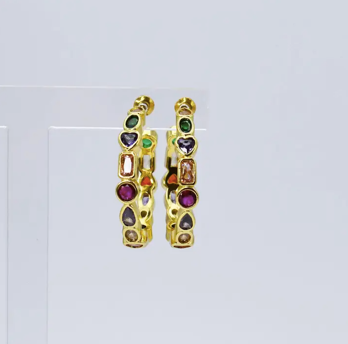Treasure Jewels - Rainbow Gem Bliss Hoops