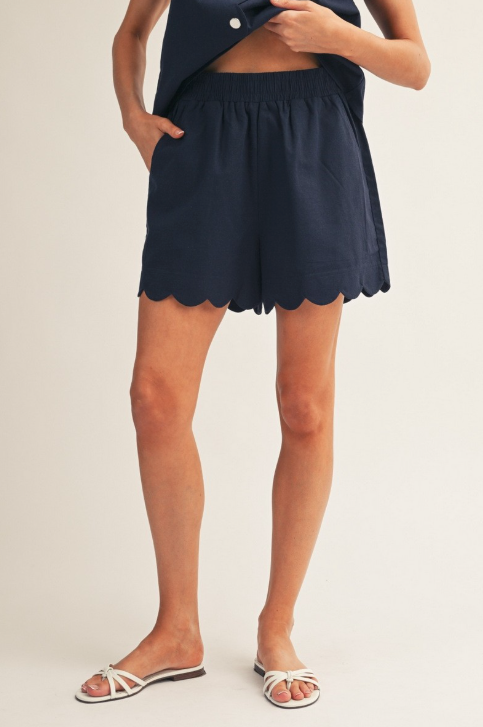 Kennedi - Scalloped Shorts (Navy)