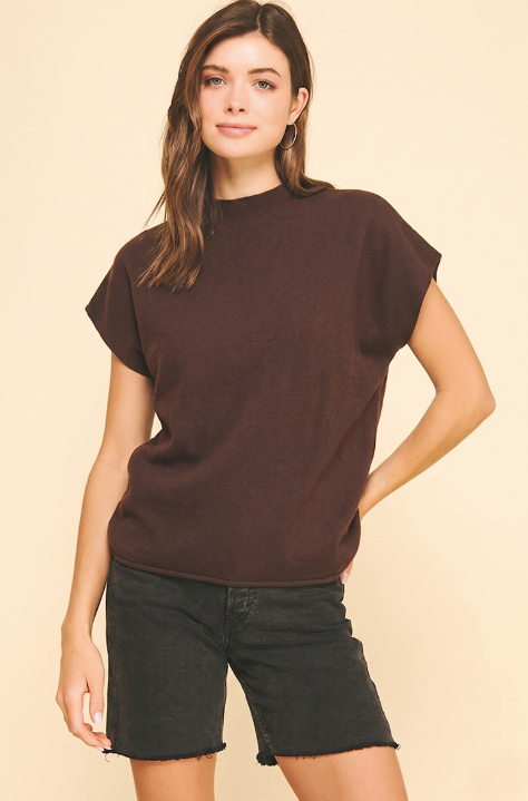 Shirley - Sweater Vest W/ Shirring Detail (Espresso)