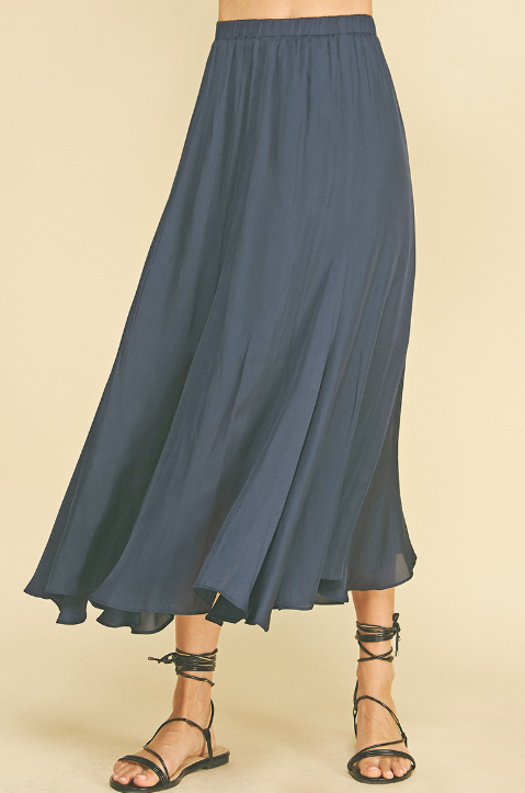 Willow - Navy Midi Skirt