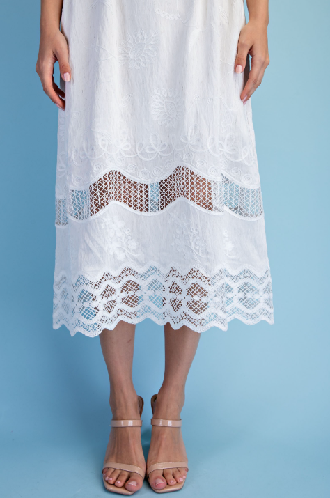 Taryn - Ivory Crochet Midi Dress