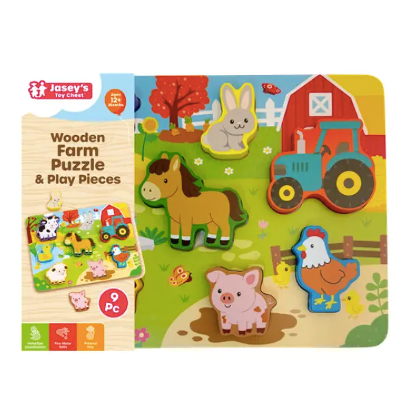 Wooden Farm Puzzle & Play Pieces