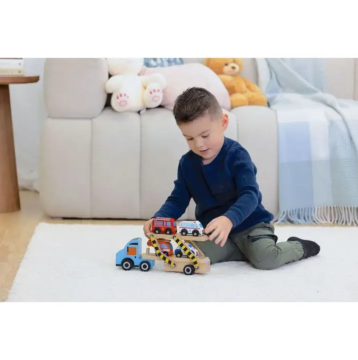 Wooden Off To the Rescue Vehicle Carrier Toy