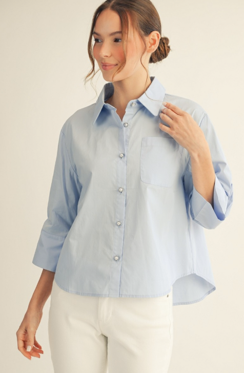 Bailee - Pearl Button Down Blouse