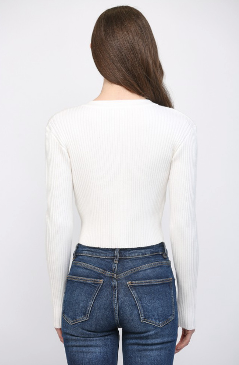 Reagan - Ivory Ribbed Knit Cardigan