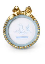 Golden Bow Round Photo Frame - Blue