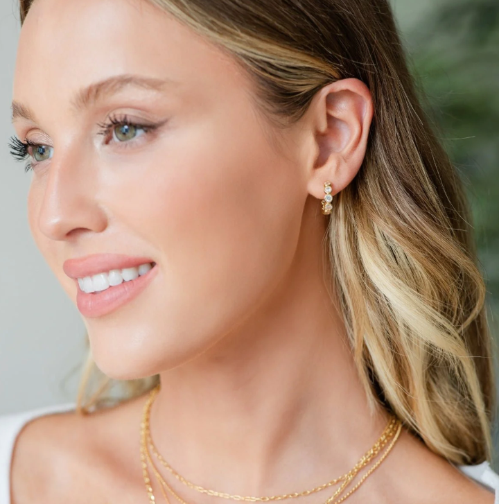 Splendid Iris - CZ Hoop Earrings (Small)