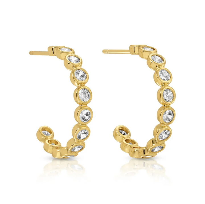 Splendid Iris - CZ Hoop Earrings (Medium)