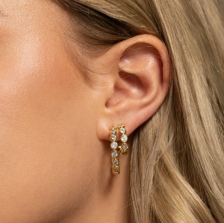 Splendid Iris - CZ Hoop Earrings (Medium)