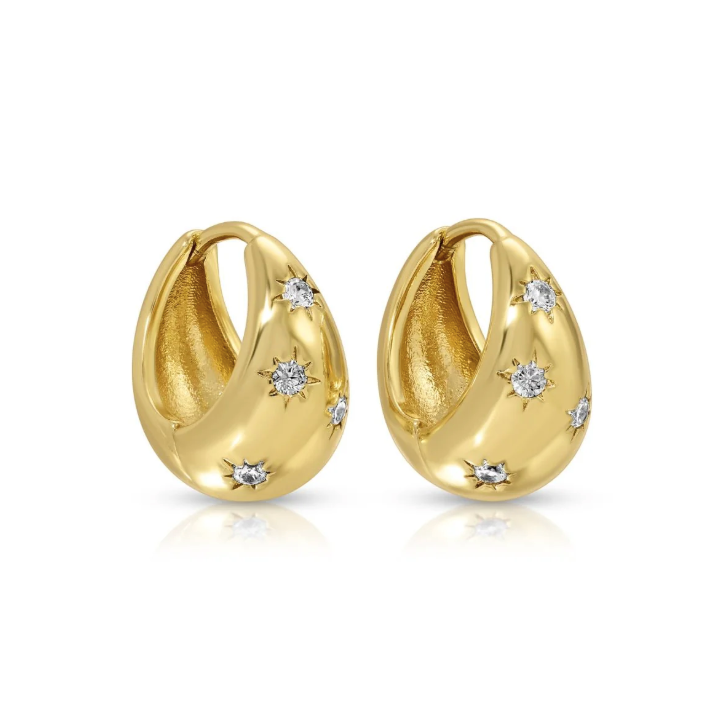 Splendid Iris - Celestial Starburst Puffed Huggie Hoops