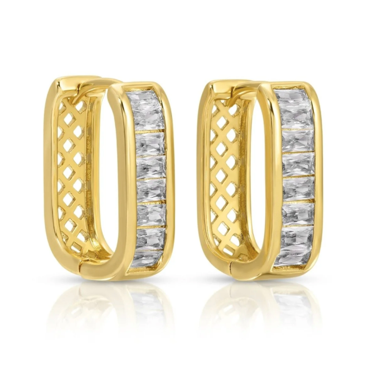 Splendid Iris - Large Baguette Oblong CZ Huggies
