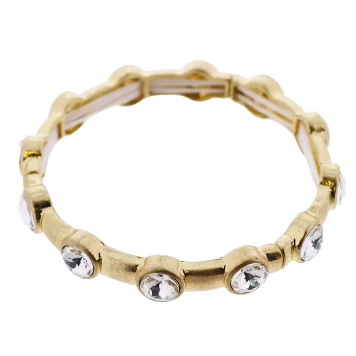 Gina - Gold Rhinestone Stretch Bangle