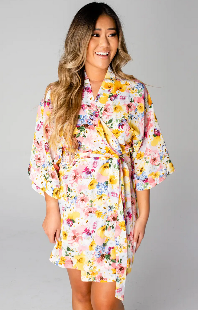 Kendra - Yellow Floral Robe
