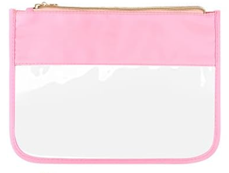 Clear Nylon Zipper Pouch - Pink