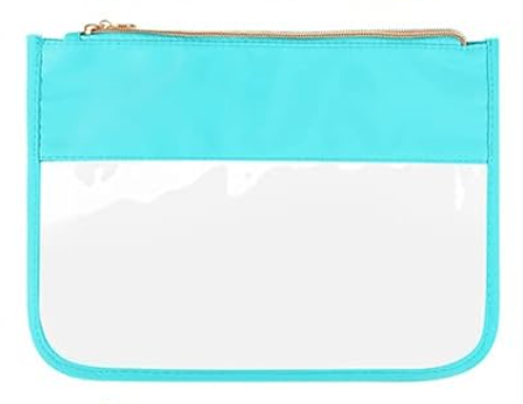 Clear Nylon Zipper Pouch - Turquoise