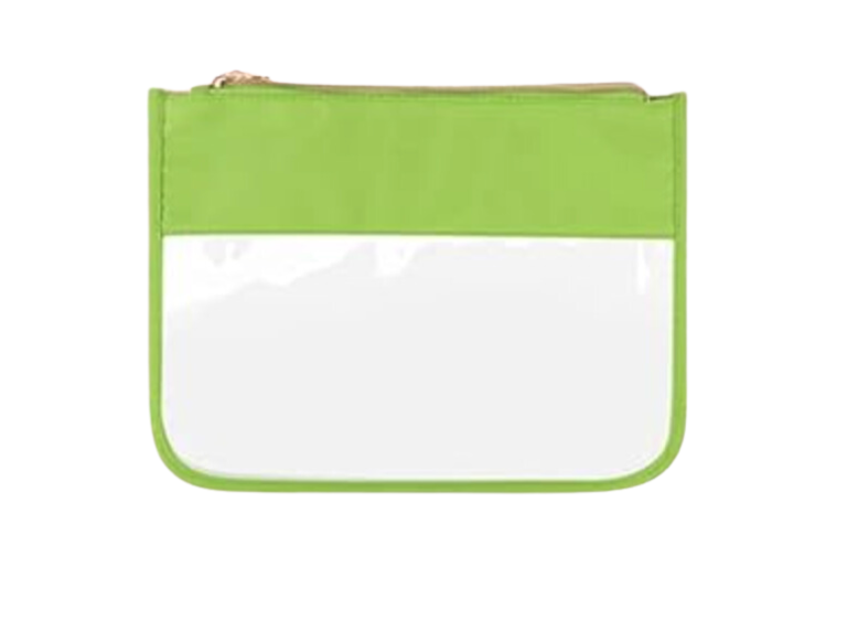 Clear Nylon Zipper Pouch - Green