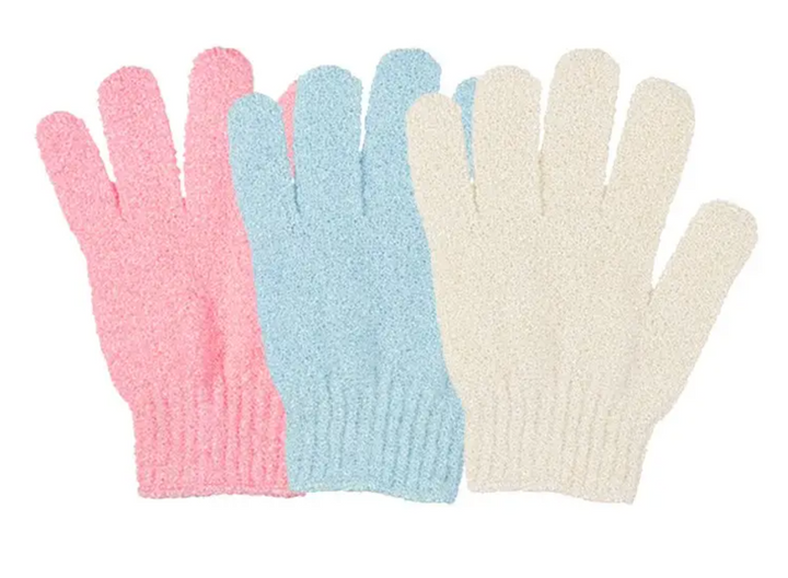 Cala Exfoliating Bath Gloves (Pink, Cream, Blue)