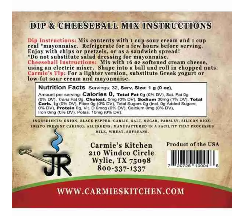 Carmie's - JR's Ranch Dip Mix
