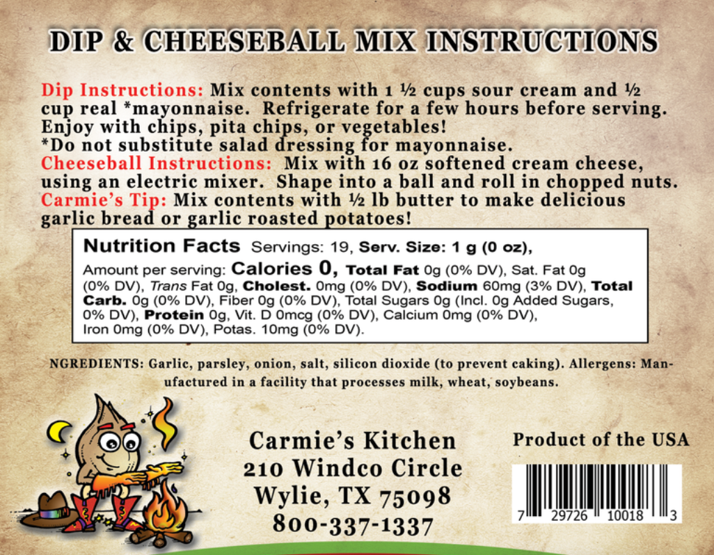 Carmie's - Roasted Garlic Dip Mix