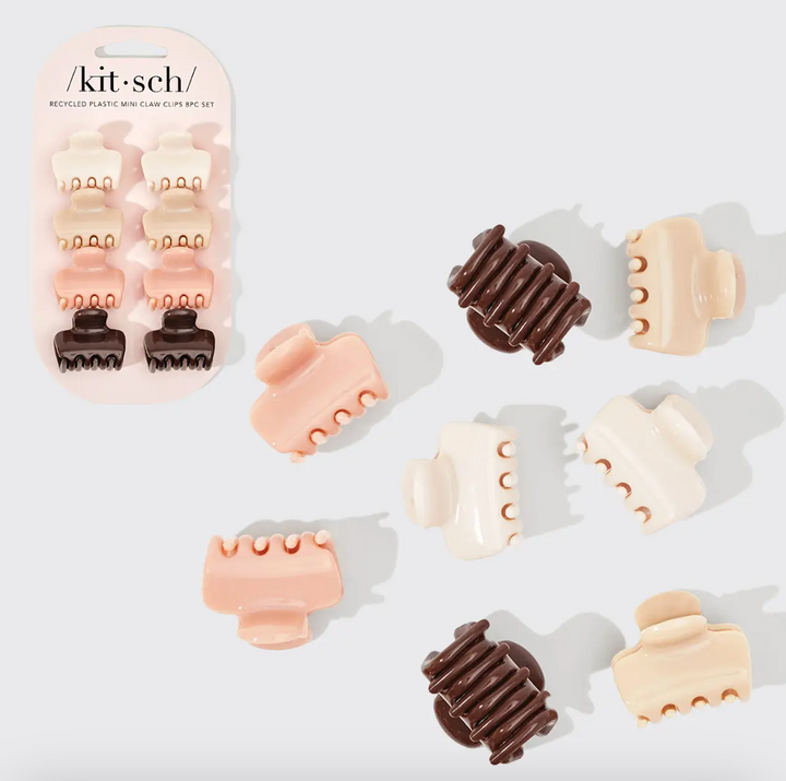 Kitsch - Recycled Plastic Mini Cloud Claw Clips 8pc Set - Rosewood