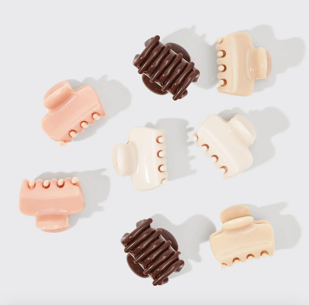 Kitsch - Recycled Plastic Mini Cloud Claw Clips 8pc Set - Rosewood