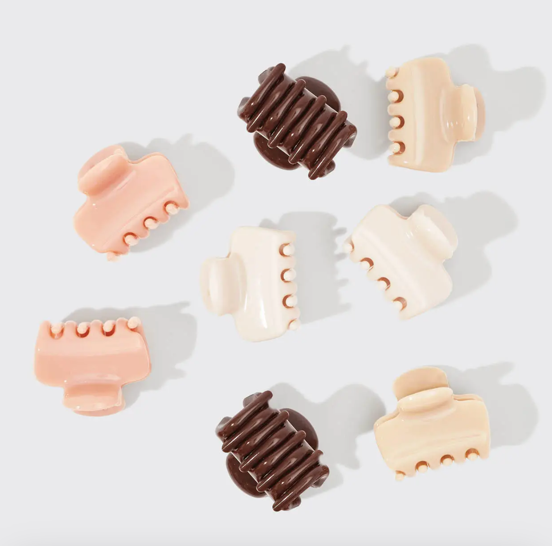 Kitsch - Recycled Plastic Mini Cloud Claw Clips 8pc Set - Rosewood