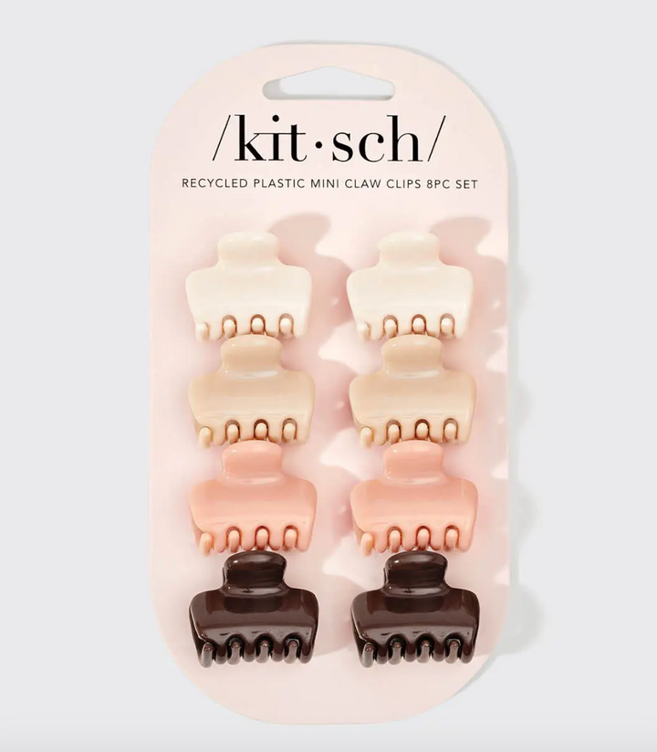 Kitsch - Recycled Plastic Mini Cloud Claw Clips 8pc Set - Rosewood