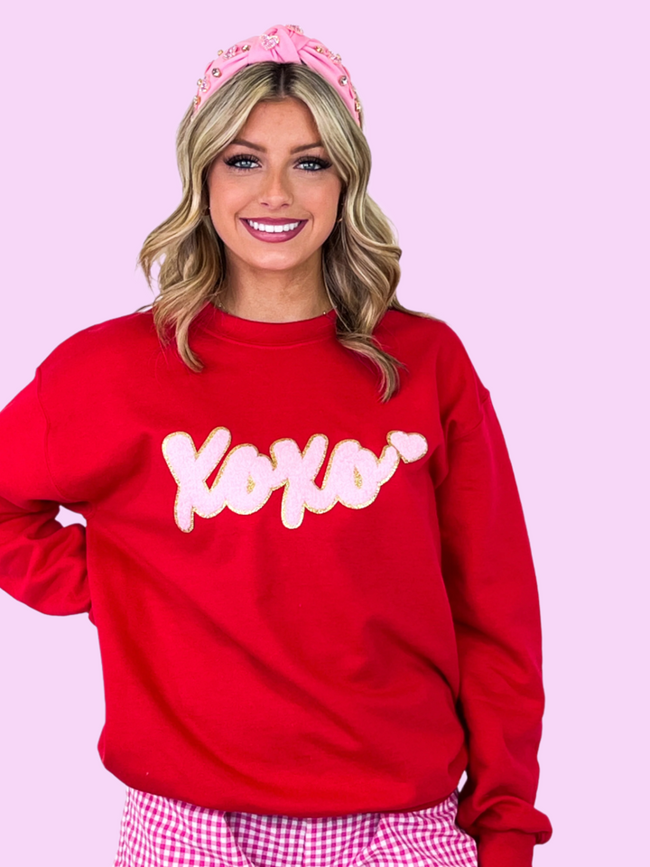 Pink XOXO Patch Sweatshirt (Red)