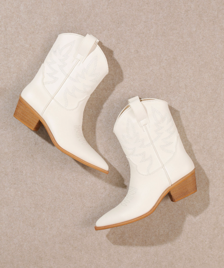 Claire - Western Ankle Boot (White) | Mollie's Boutique