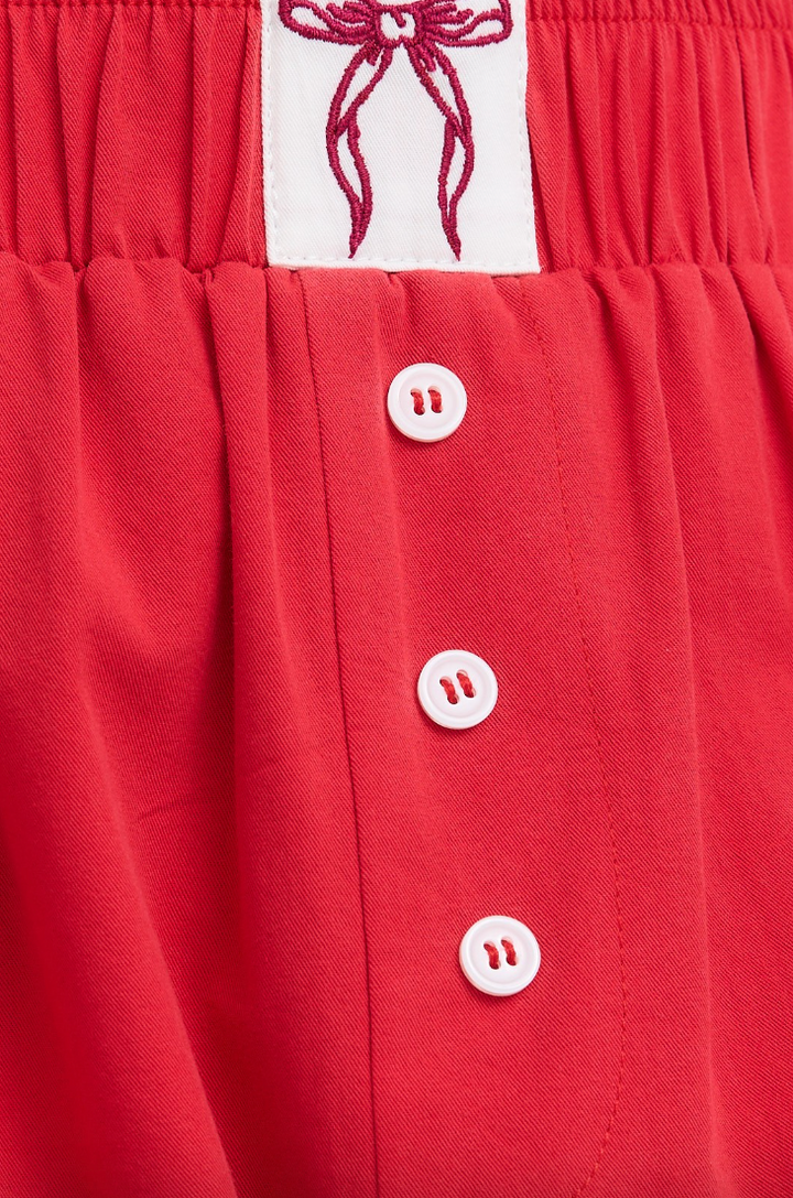 Judy - Red High Waisted Boxer Shorts