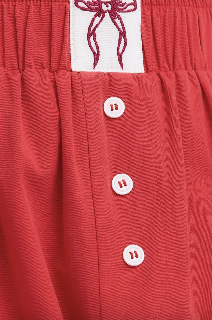 Judy - Red High Waisted Boxer Shorts