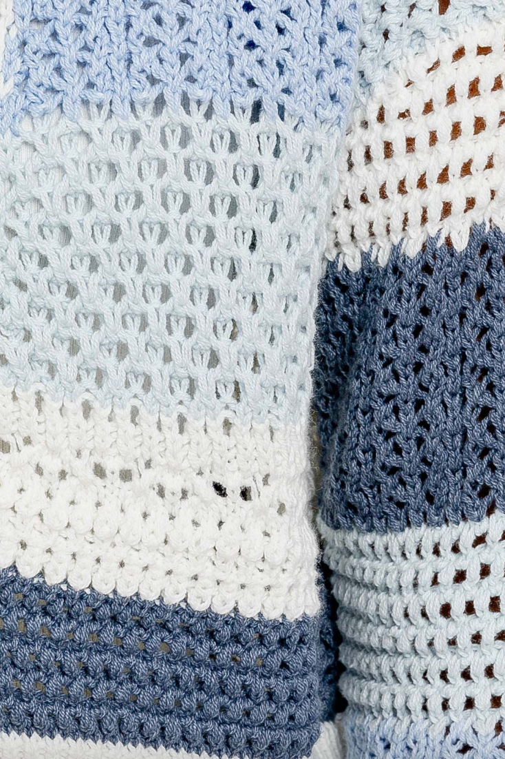 Andrea - Blue Knit Striped Cardigan