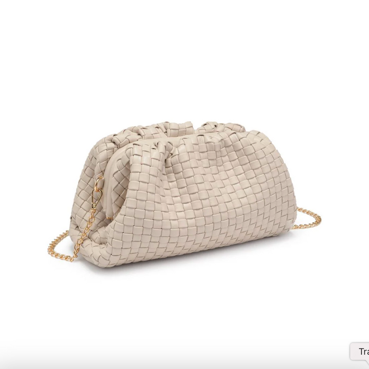 Tate - Woven Frame Clutch (Oatmilk)