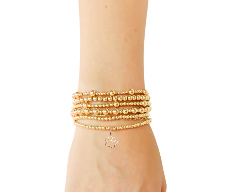 Beaded Blondes - Gold Paw Charm Bracelet (Petite)