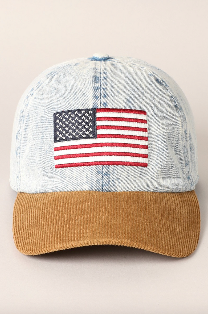 US Flag Denim + Corduroy Baseball Cap