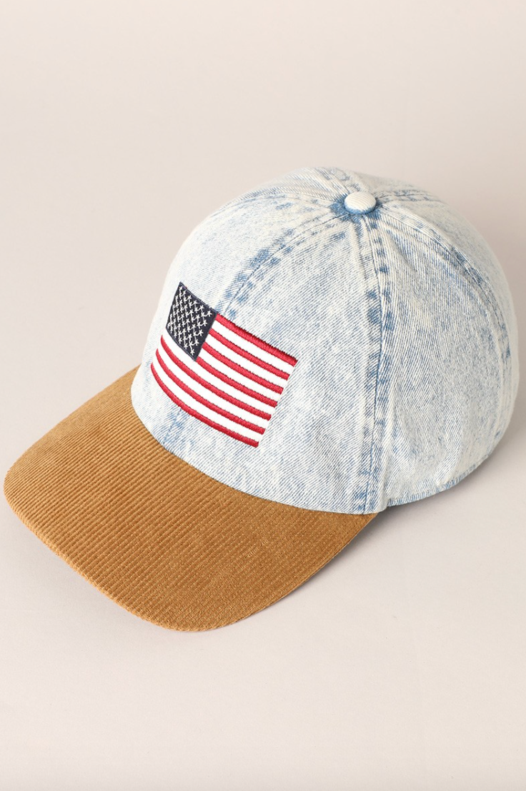 US Flag Denim + Corduroy Baseball Cap