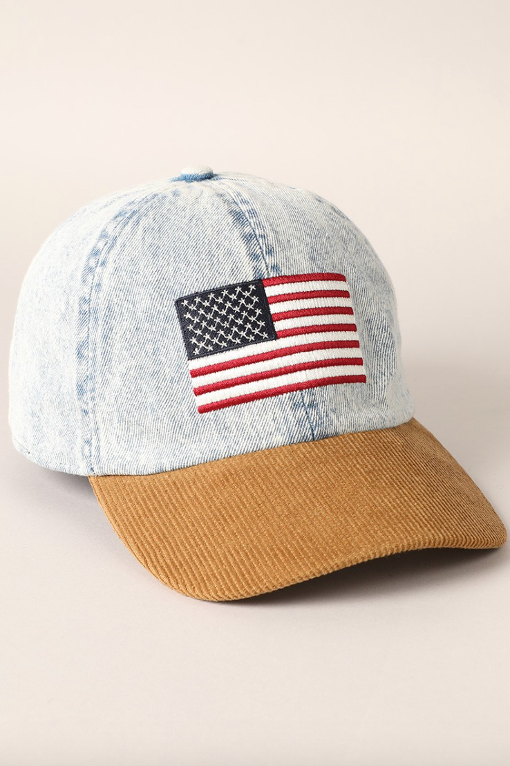 US Flag Denim + Corduroy Baseball Cap