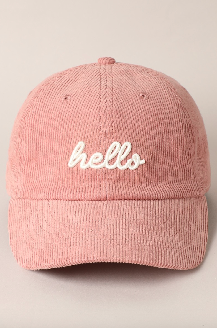 Hello Corduroy Baseball Cap
