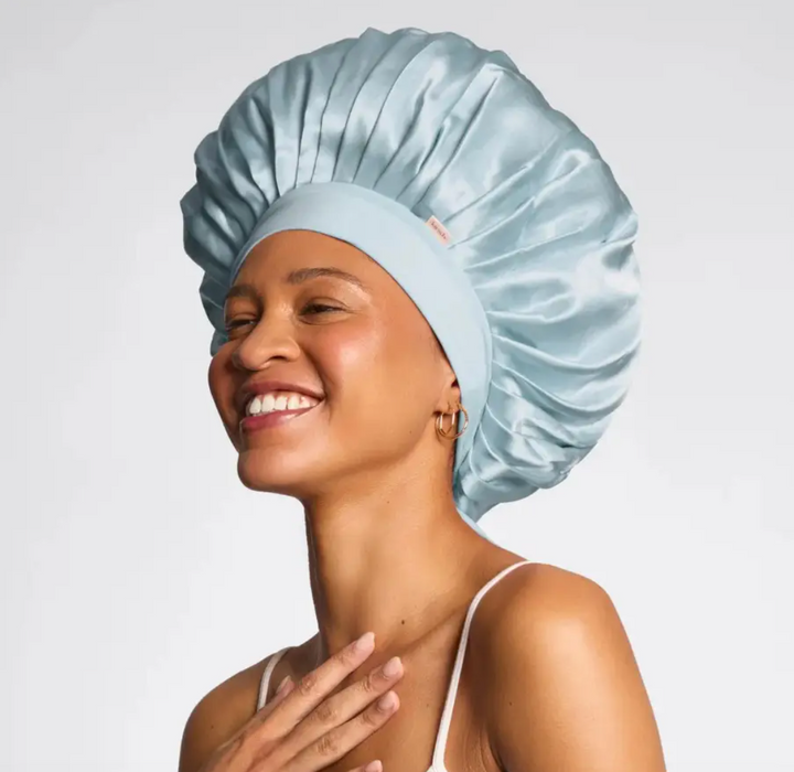 Kitsch - Adjustable Oversized Satin Bonnet (Haze Blue)
