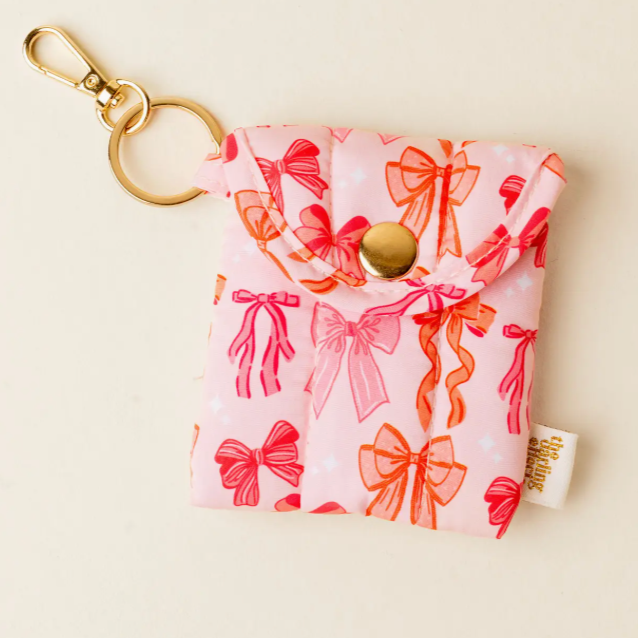 Puffy Earbud Case Keychain - Blushing Bows