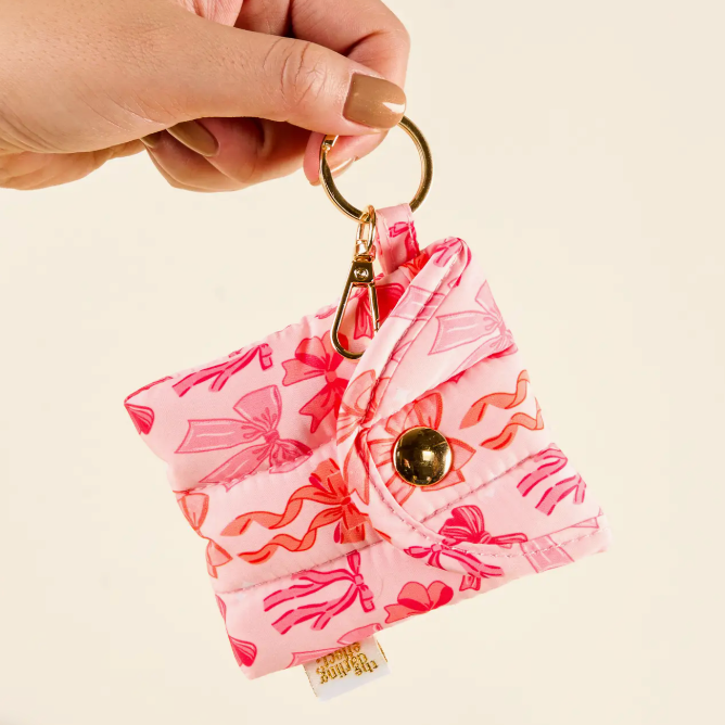 Puffy Earbud Case Keychain - Blushing Bows
