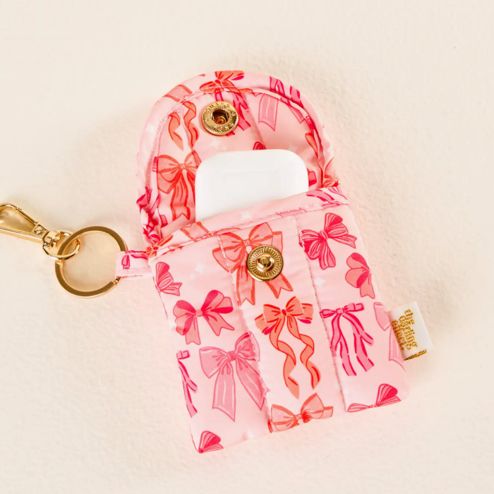 Puffy Earbud Case Keychain - Blushing Bows